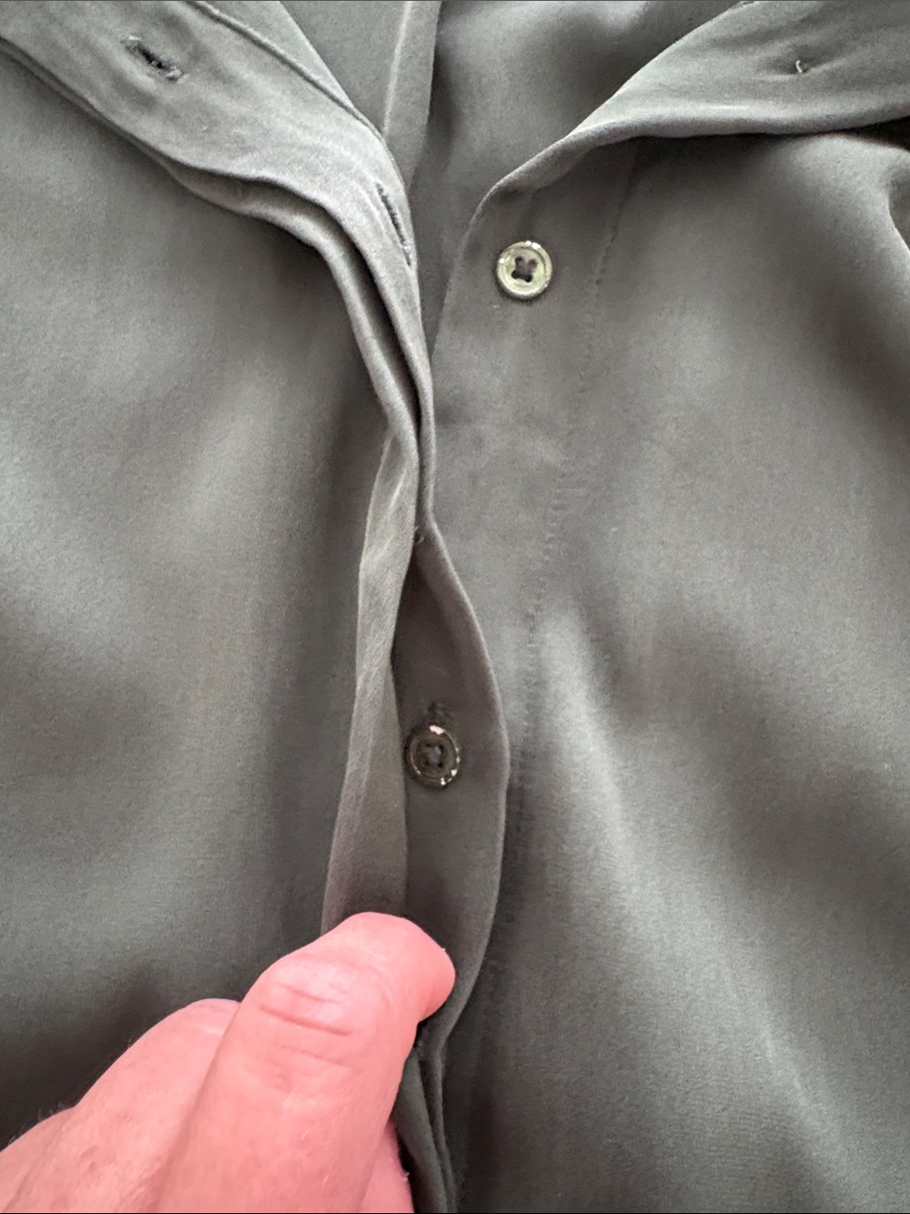 QUINCE forest green silk shirt dress - Picture 9 of 11